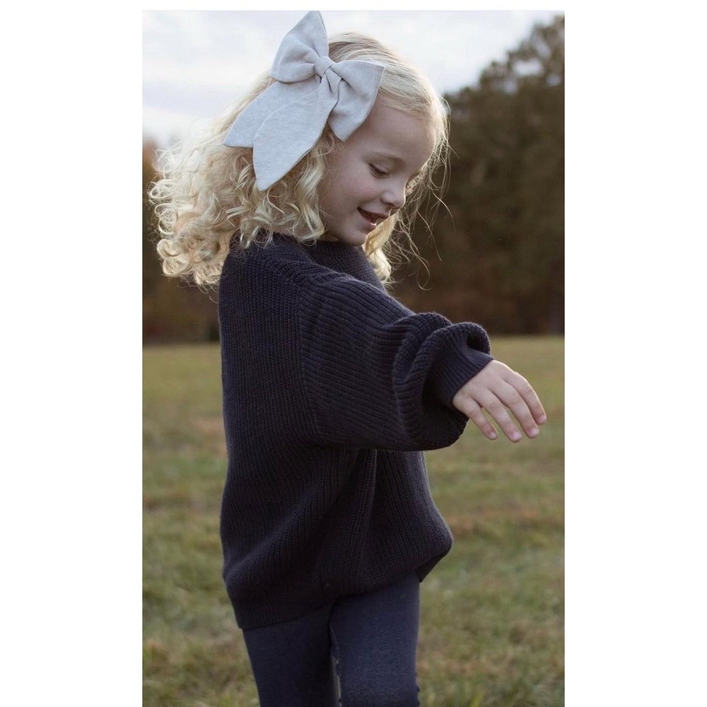 Baby Barn Cable Knit Sweater Unisex 5T ribbed cuff collar, chunky classic Navy